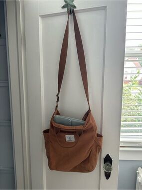 Corduroy Shoulder Tote Bag in Brown - Casual Women's Crossbody
